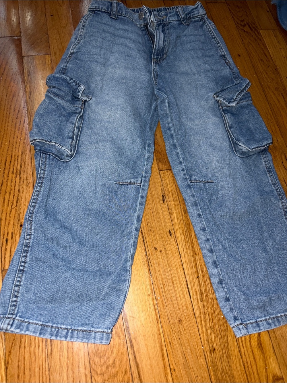 Kids Blue Cargo Jeans - Relaxed Fit